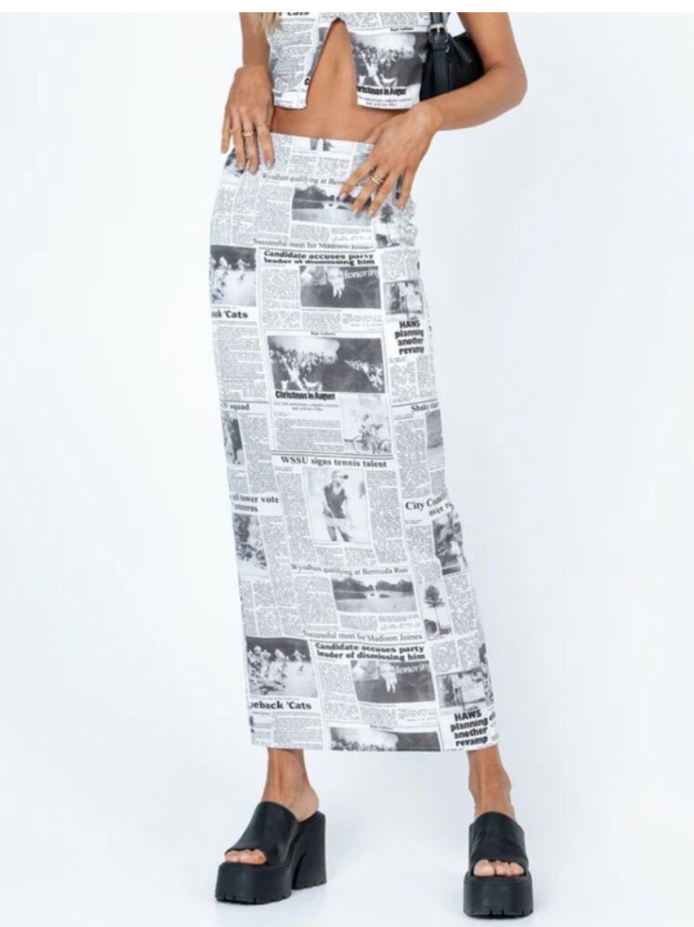 Princess Polly Morning Story Newspaper Skirt